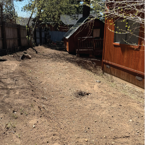 Cleaned yard in Truckee, California after hauling away old yard debris.